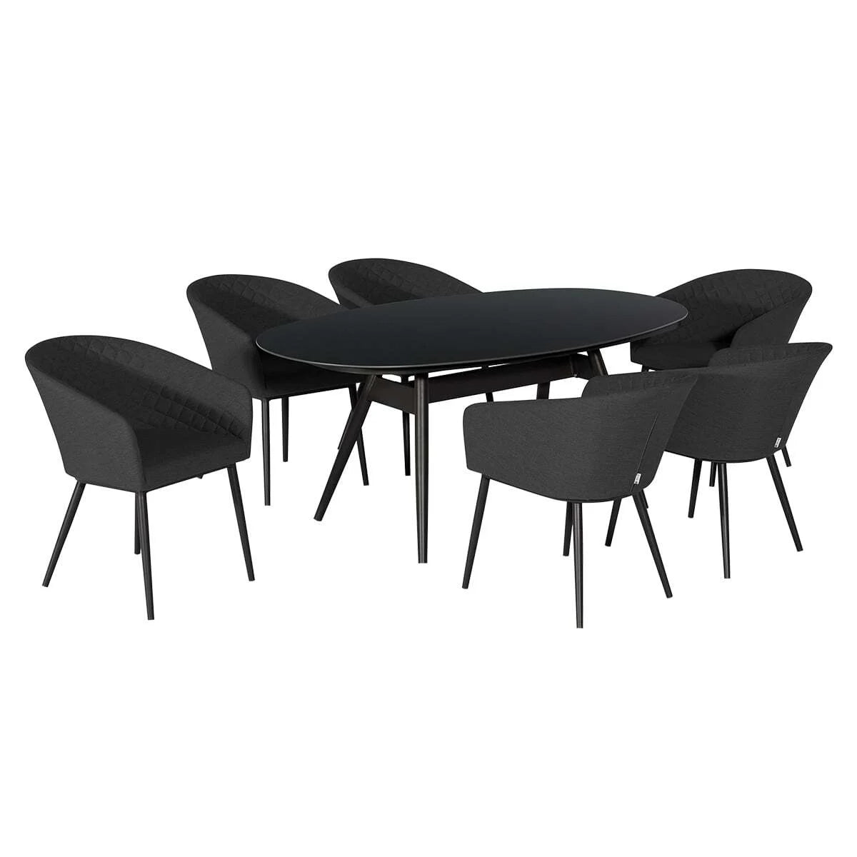 Maze - Outdoor Fabric Ambition 6 Seat Oval Dining Set - Charcoal - Blythe Living