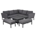 Maze - Outdoor Fabric Pulse Square Corner Dining Set with Rising Table - Flanelle - Blythe Living