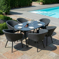 Maze - Outdoor Fabric Ambition 6 Seat Oval Dining Set - Charcoal - Blythe Living