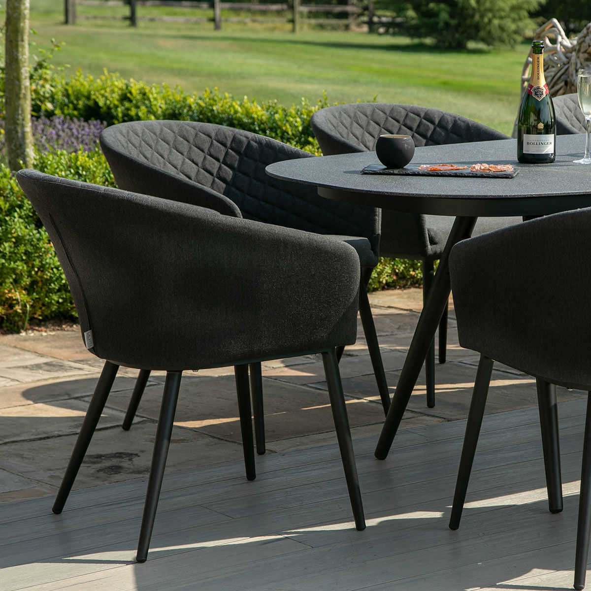 Maze - Outdoor Fabric Ambition 8 Seat Oval Dining Set - Charcoal - Blythe Living