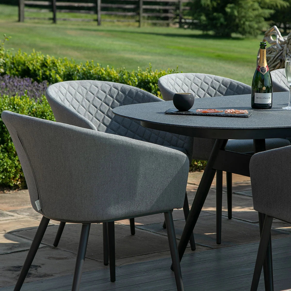 Maze - Outdoor Fabric Ambition 8 Seat Oval Dining Set - Flanelle - Blythe Living