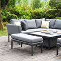 Maze - Outdoor Fabric Pulse Square Corner Dining Set with Rising Table - Flanelle - Blythe Living
