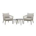 Maze - Monaco Rope Weave Lounge Set with 2 Round Coffee Tables - Cool Linen - Blythe Living