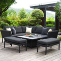 Maze - Outdoor Fabric Pulse Square Corner Dining Set with Rising Table - Charcoal - Blythe Living