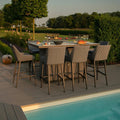 Maze - Outdoor Fabric Regal 8 Seat Rectangular Bar Set with Fire Pit Table - Flanelle - Blythe Living