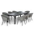 Maze - Outdoor Fabric Ambition 8 Seat Rectangular Dining Set with Fire Pit Table - Flanelle - Blythe Living