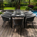 Maze - Outdoor Fabric Ambition 8 Seat Rectangular Dining Set with Fire Pit Table - Flanelle - Blythe Living