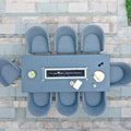 Maze - Outdoor Fabric Ambition 8 Seat Rectangular Dining Set with Fire Pit Table - Flanelle - Blythe Living