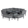 Maze - Outdoor Fabric Pulse Square Corner Dining Set with Fire Pit Table - Flanelle - Blythe Living