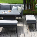 Maze - Outdoor Fabric Pulse Square Corner Dining Set with Fire Pit Table - Flanelle - Blythe Living