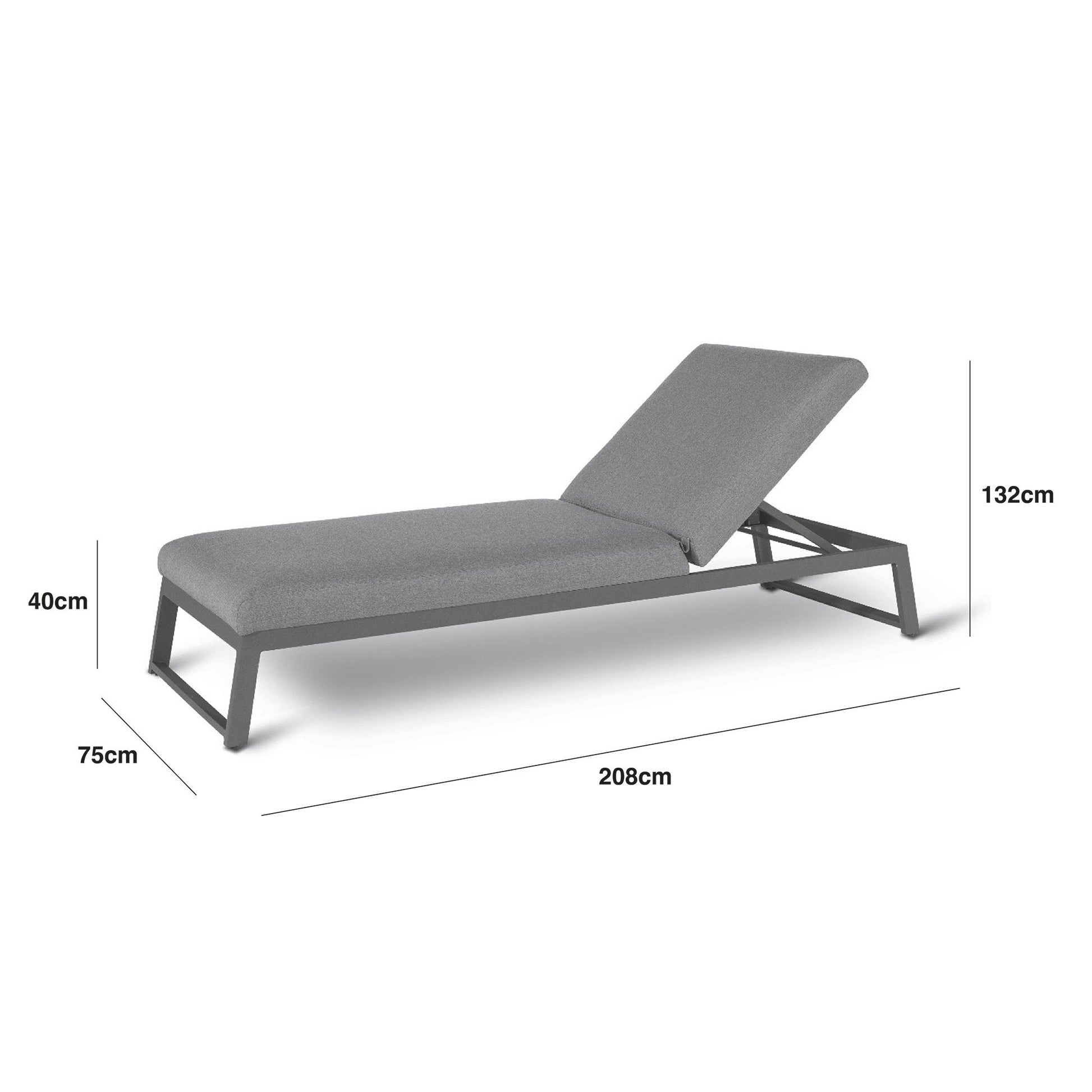 Maze - Outdoor Fabric Allure Sun Lounger - Charcoal - Blythe Living