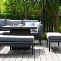 Maze - Outdoor Fabric Pulse Square Corner Dining Set with Fire Pit Table - Flanelle - Blythe Living