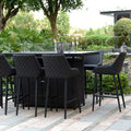 Maze - Outdoor Fabric Regal 8 Seat Rectangular Bar Set with Fire Pit Table - Charcoal - Blythe Living