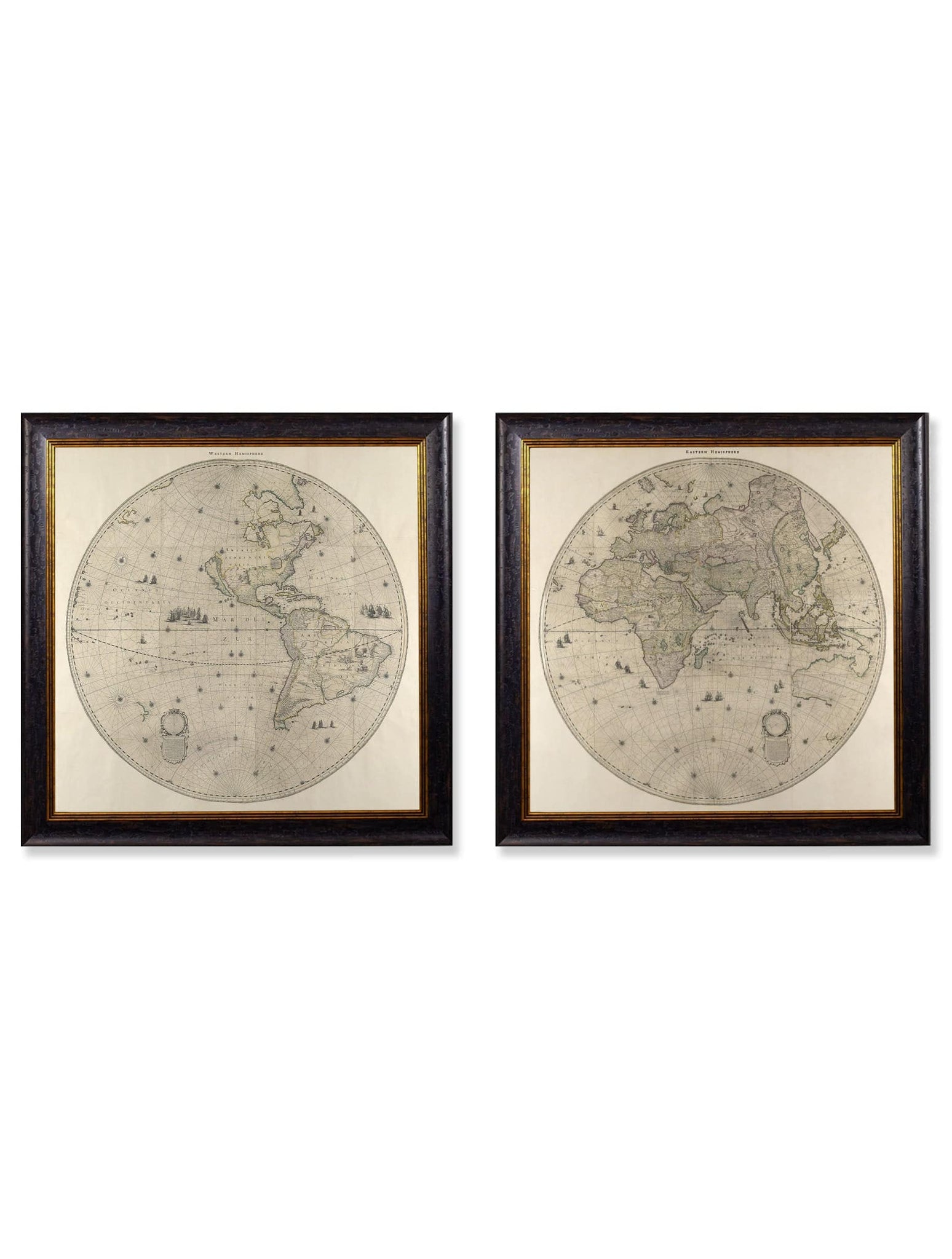 c.1660 Map of the World in Two Hemispheres - Blythe Living