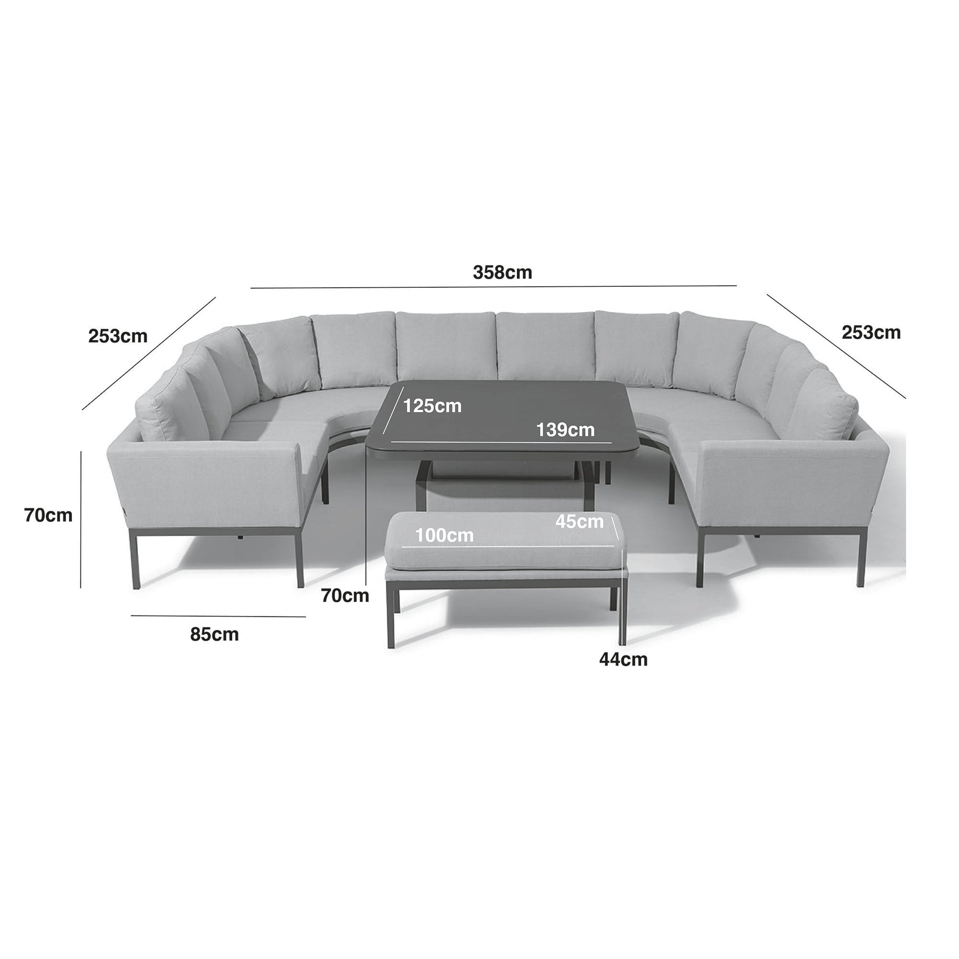 Maze - Outdoor Fabric Pulse U Shape Corner Dining Set with Rising Table - Oatmeal - Blythe Living