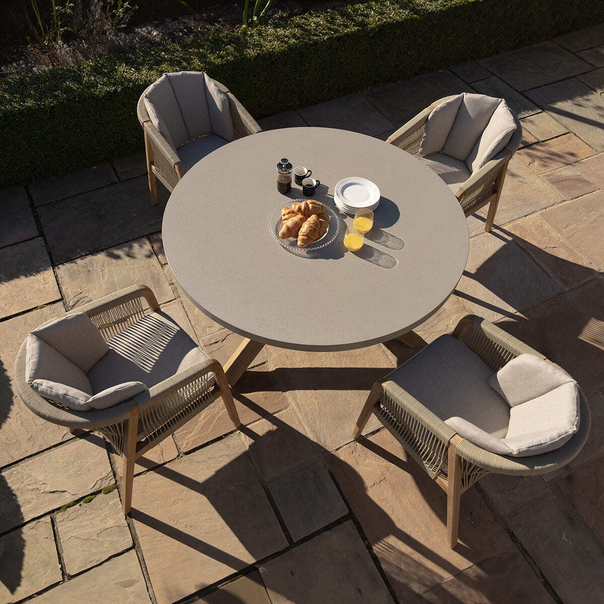 Maze - Martinique Rope Weave 4 Seat Round Dining Set - Blythe Living