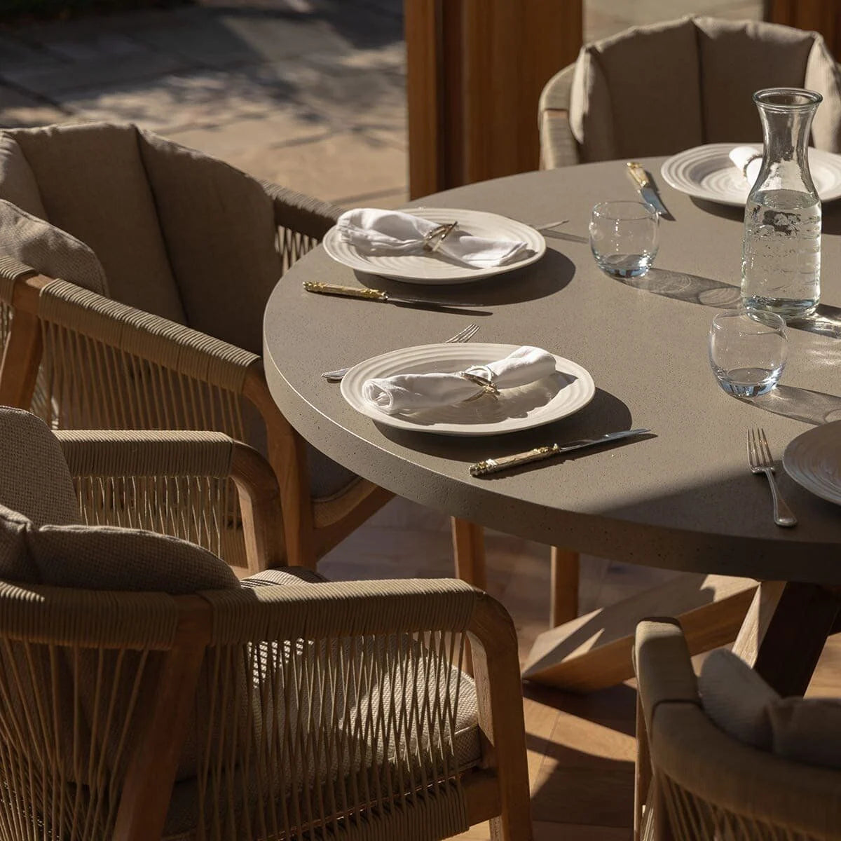 Maze - Martinique Rope Weave 6 Seat Round Dining Set - Blythe Living