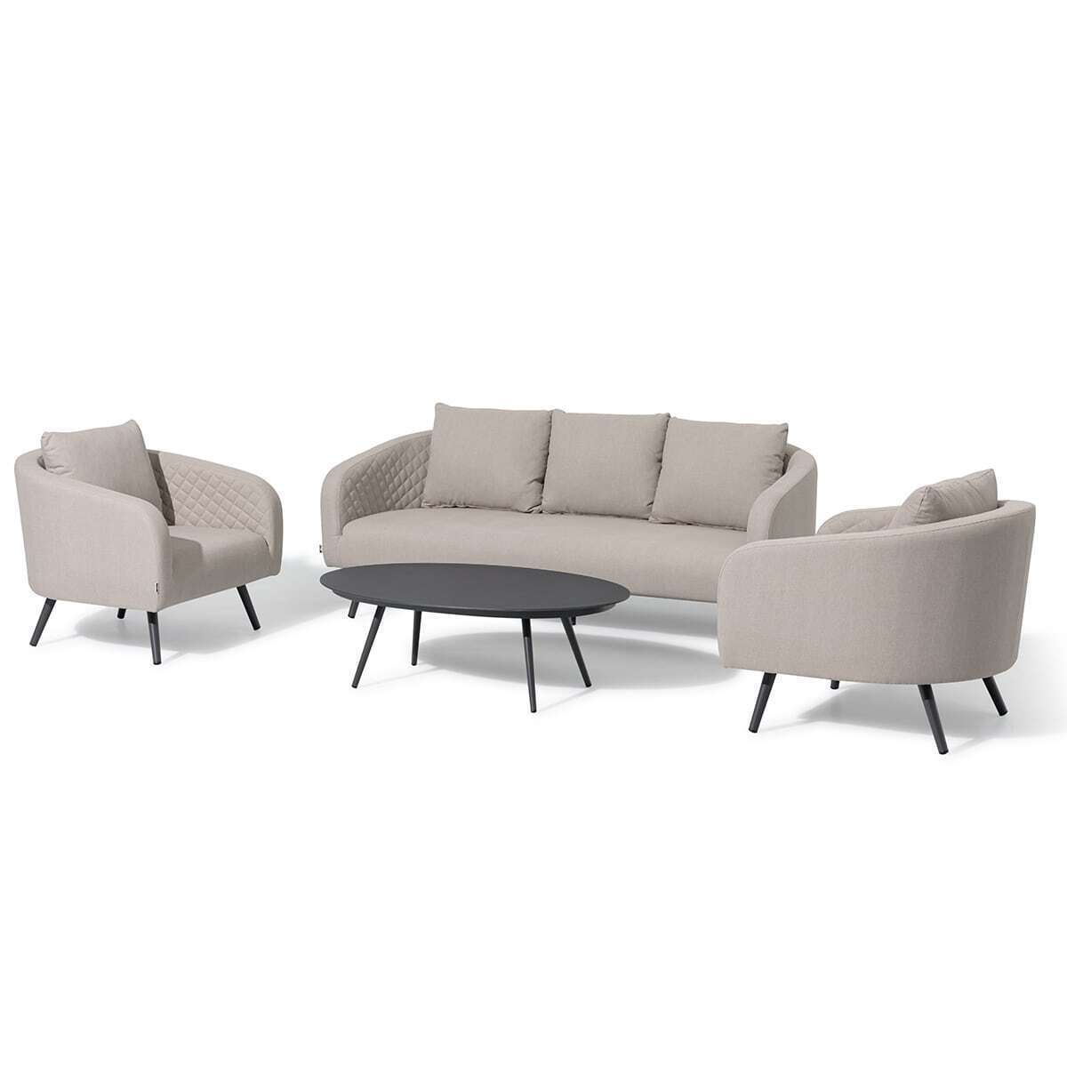 Maze - Outdoor Fabric Ambition 3 Seat Sofa Set with Oval Coffee Table - Oatmeal - Blythe Living