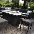 Maze - Outdoor Fabric Pulse Rectangular Corner Dining Set with Fire Pit Table - Charcoal - Blythe Living