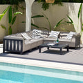 Maze - Outdoor Fabric Ibiza Medium Corner Sofa Set with Square Coffee Table - Oatmeal - Blythe Living