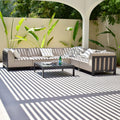 Maze - Outdoor Fabric Ibiza Medium Corner Sofa Set with Square Coffee Table - Oatmeal - Blythe Living