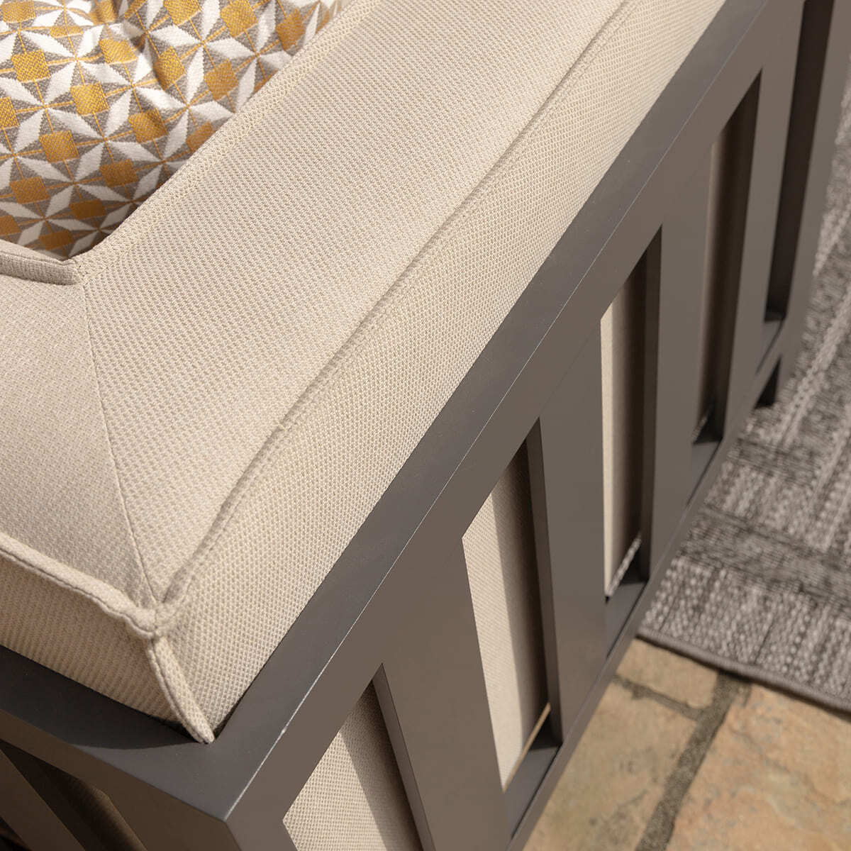 Maze - Outdoor Fabric Ibiza Medium Corner Sofa Set with Square Coffee Table - Oatmeal - Blythe Living