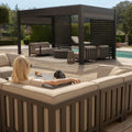 Maze - Outdoor Fabric Ibiza Medium Corner Sofa Set with Square Coffee Table - Oatmeal - Blythe Living
