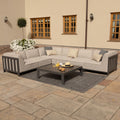 Maze - Outdoor Fabric Ibiza Medium Corner Sofa Set with Square Coffee Table - Oatmeal - Blythe Living