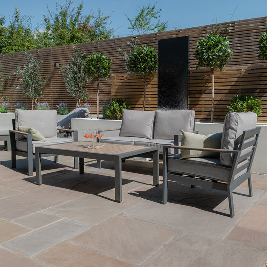 Maze - Vancouver 2 Seat Aluminium Sofa Set with Rectangular Coffee Table - Dove Grey - Blythe Living