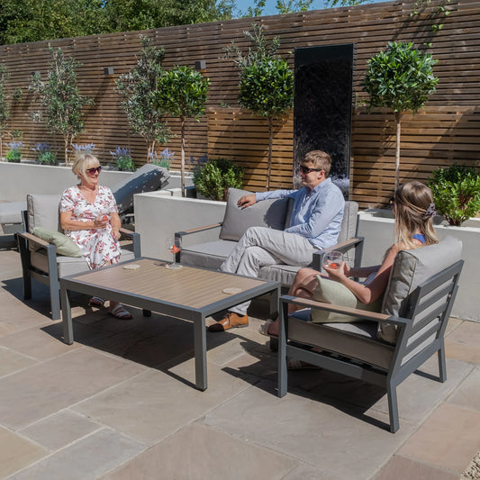 Maze - Vancouver 2 Seat Aluminium Sofa Set with Rectangular Coffee Table - Dove Grey - Blythe Living
