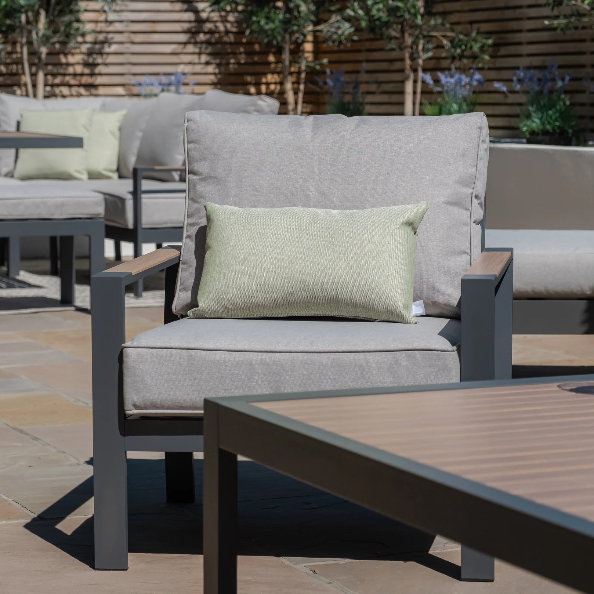 Maze - Vancouver 2 Seat Aluminium Sofa Set with Rectangular Coffee Table - Dove Grey - Blythe Living