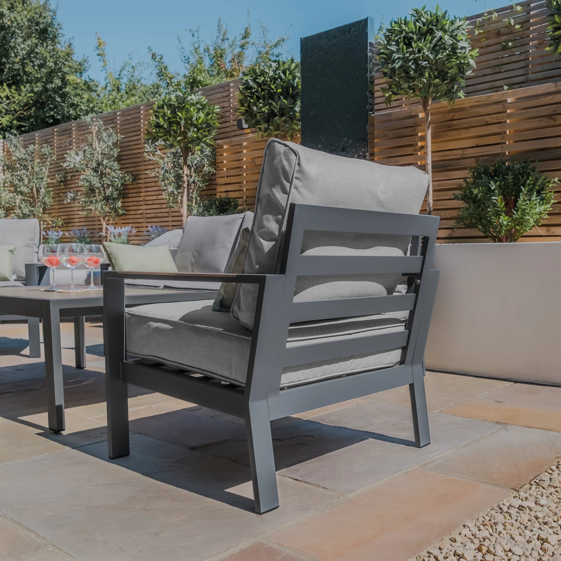 Maze - Vancouver 2 Seat Aluminium Sofa Set with Rectangular Coffee Table - Dove Grey - Blythe Living
