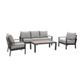 Maze - Vancouver 3 Seat Aluminium Sofa Set with Rectangular Coffee Table - Dove Grey - Blythe Living