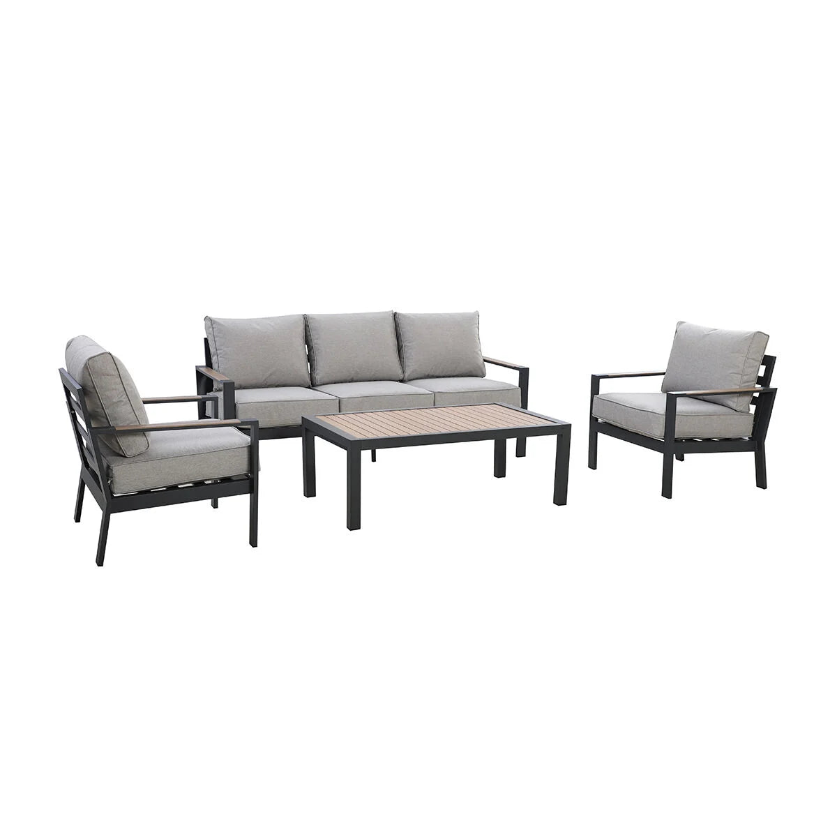 Maze - Vancouver 3 Seat Aluminium Sofa Set with Rectangular Coffee Table - Dove Grey - Blythe Living