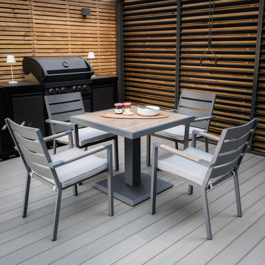 Maze - Vancouver 4 Seat Aluminium Square Dining Set - Dove Grey - Blythe Living