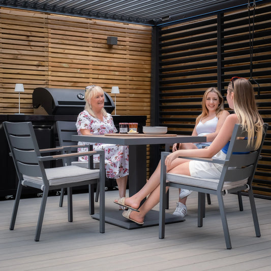 Maze - Vancouver 4 Seat Aluminium Square Dining Set - Dove Grey - Blythe Living