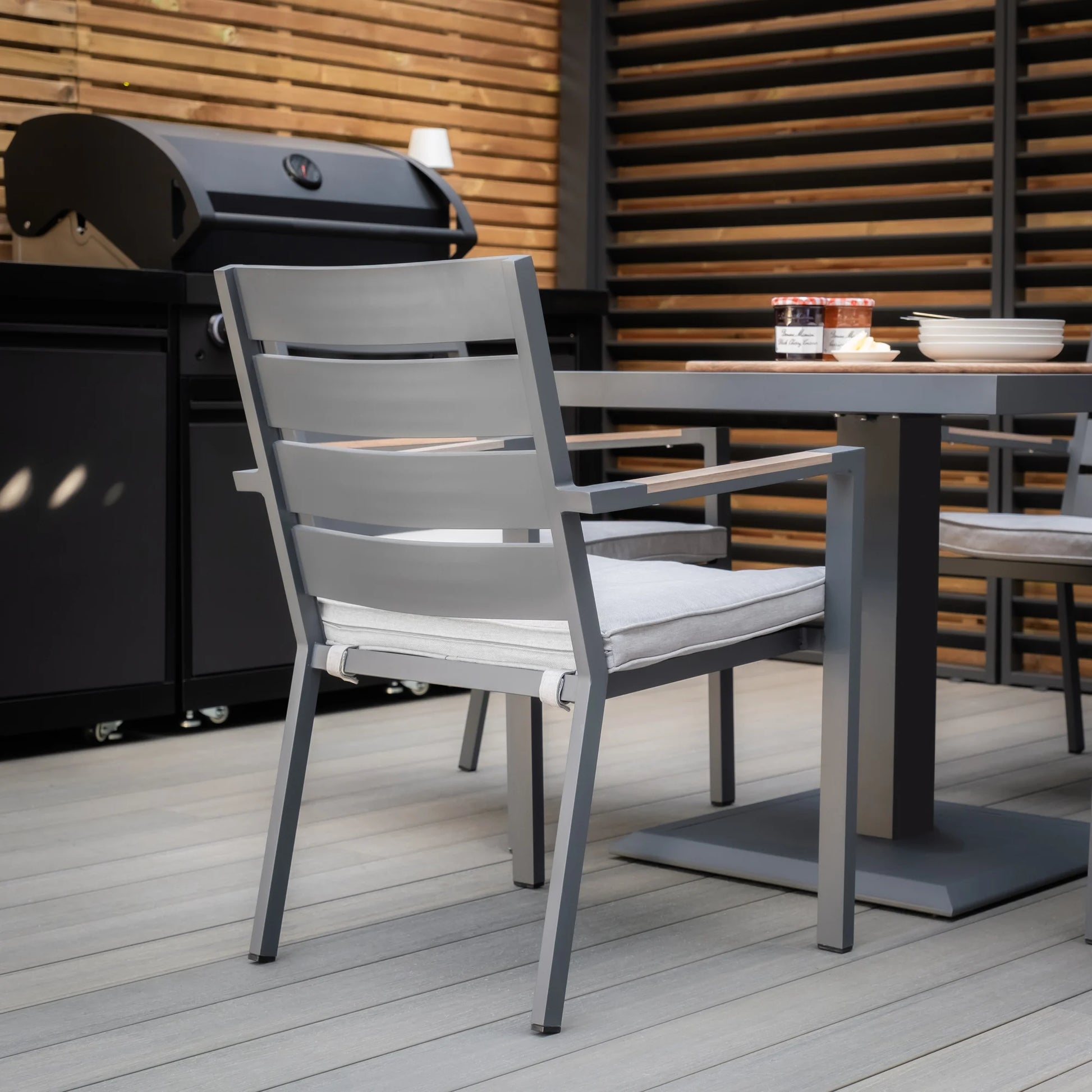 Maze - Vancouver 4 Seat Aluminium Square Dining Set - Dove Grey - Blythe Living