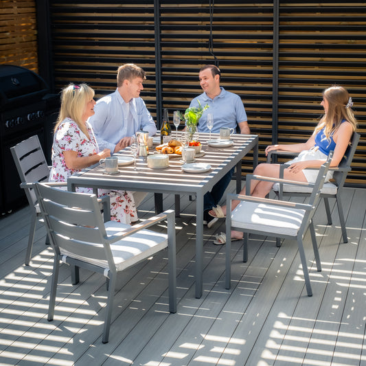 Maze - Vancouver 6 Seat Aluminium Rectangular Dining Set - Dove Grey - Blythe Living