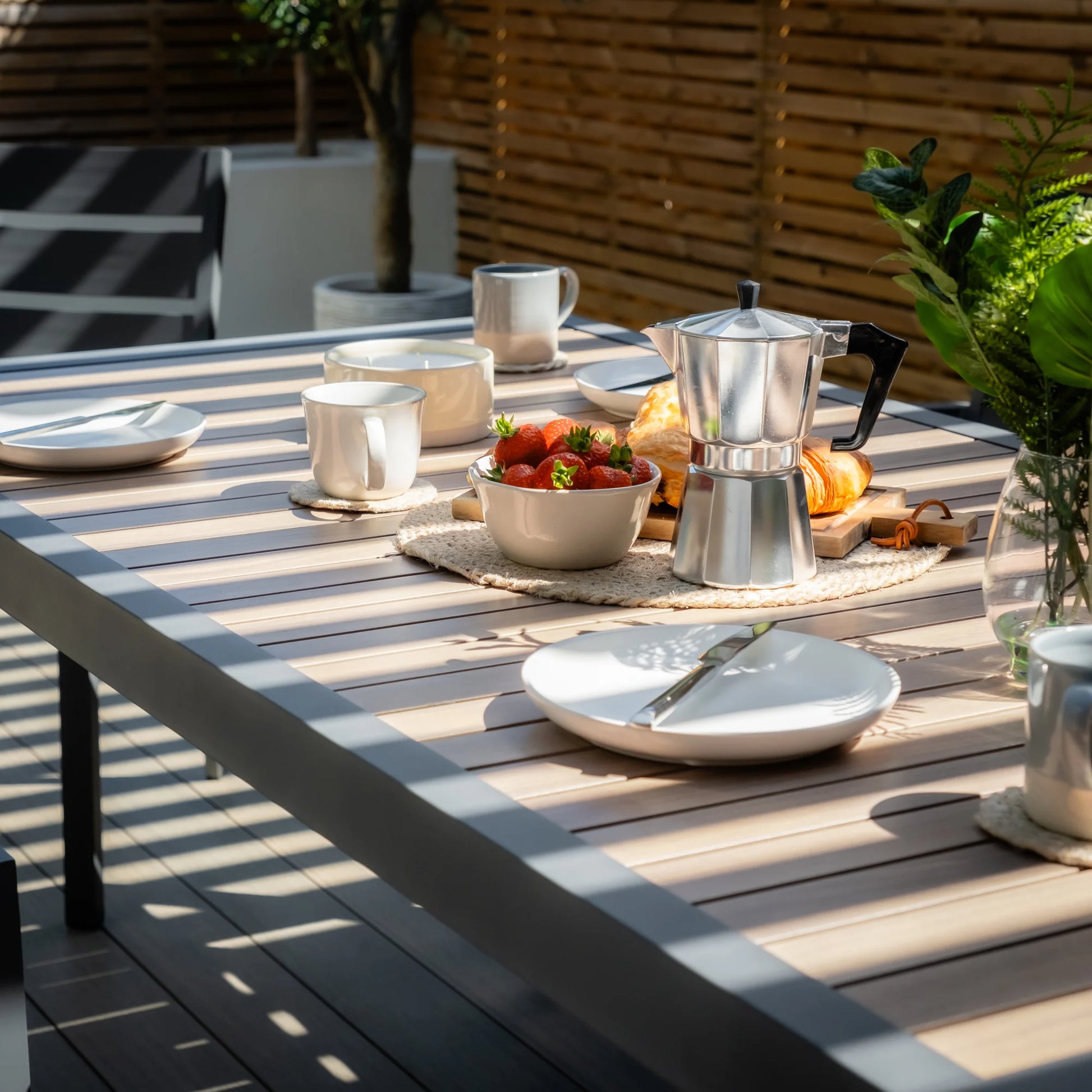 Maze - Vancouver 6 Seat Aluminium Rectangular Dining Set - Dove Grey - Blythe Living
