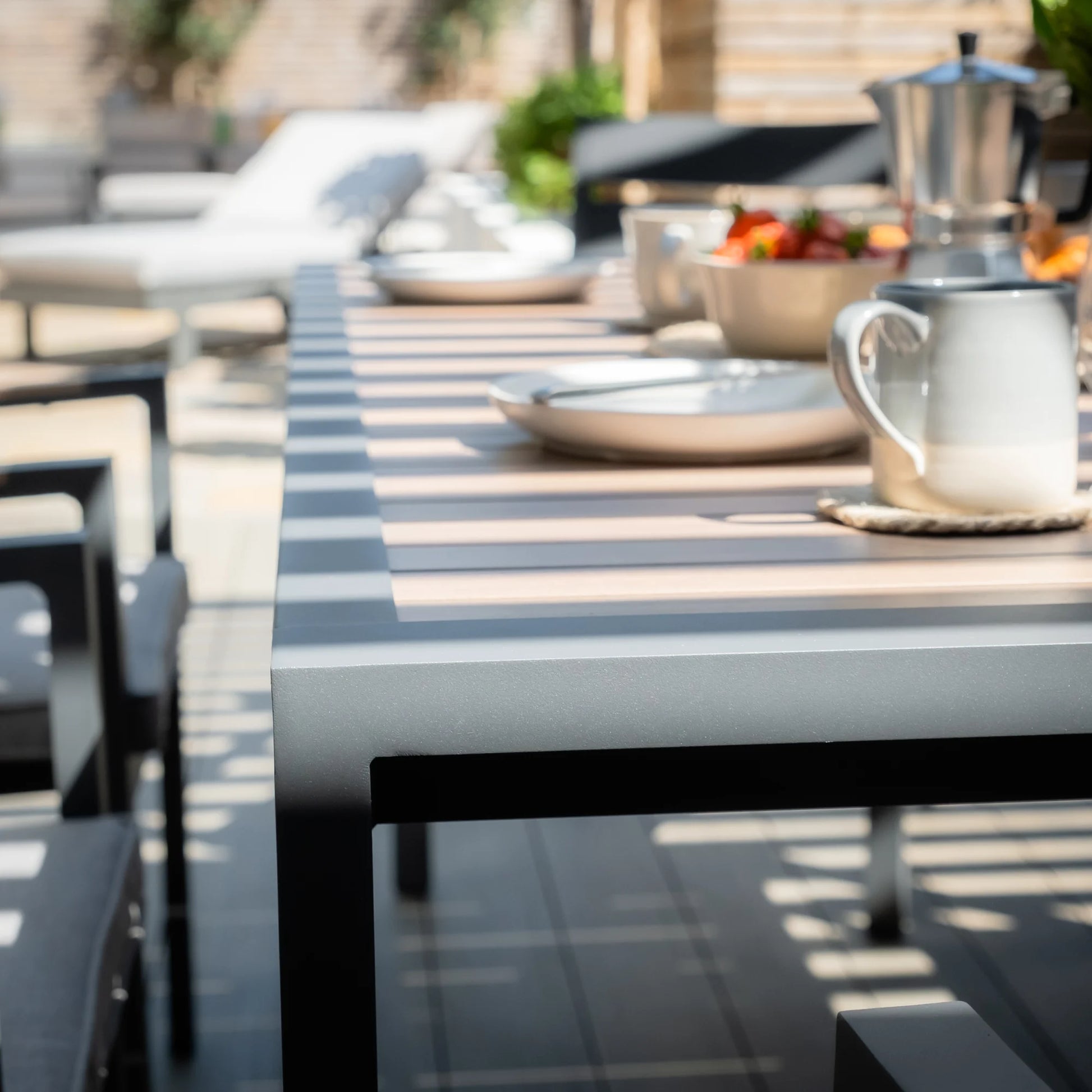 Maze - Vancouver 6 Seat Aluminium Rectangular Dining Set - Dove Grey - Blythe Living