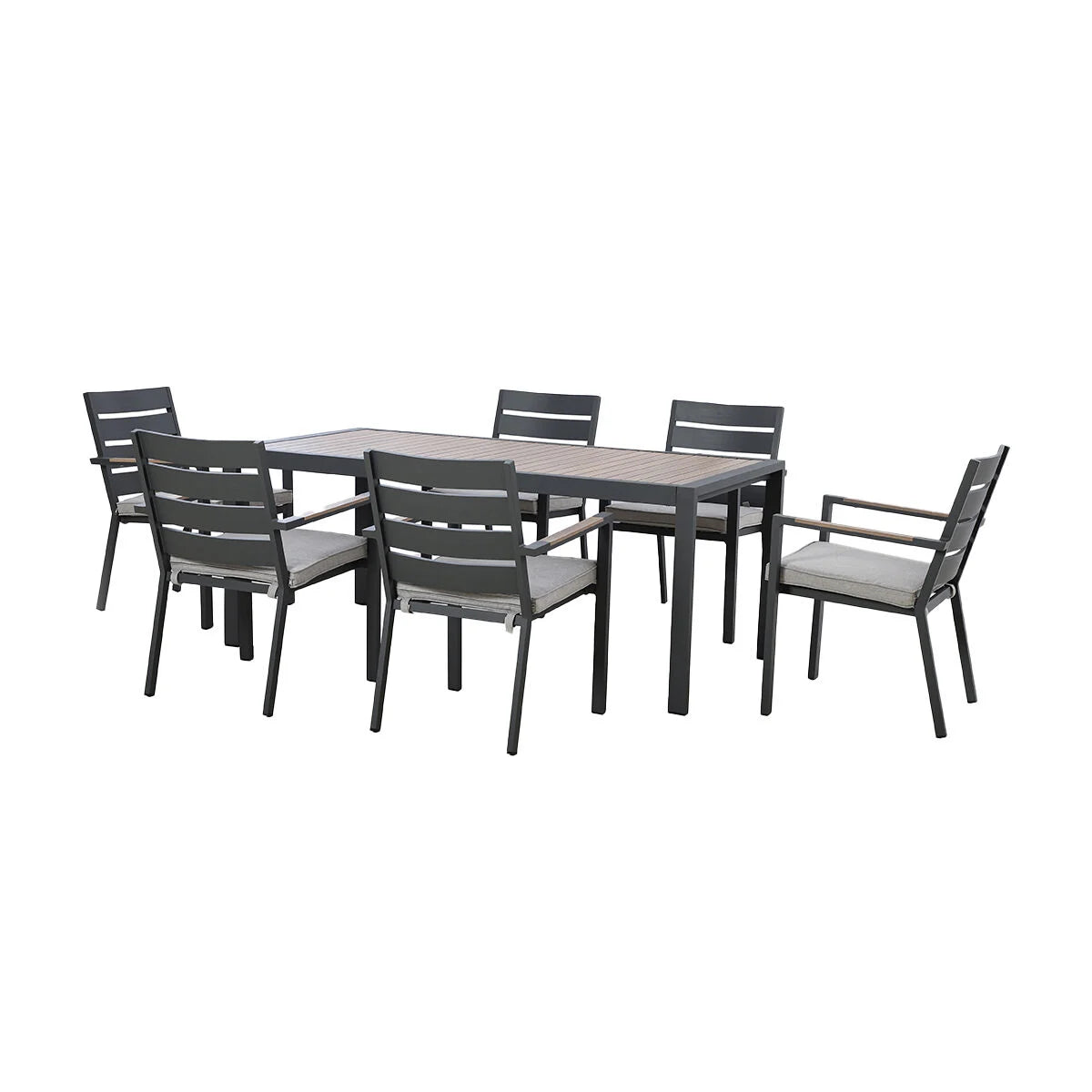 Maze - Vancouver 6 Seat Aluminium Rectangular Dining Set - Dove Grey - Blythe Living