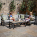 Maze - Vancouver Large Aluminium Corner Sofa Set with Rectangular Coffee Table - Dove Grey - Blythe Living
