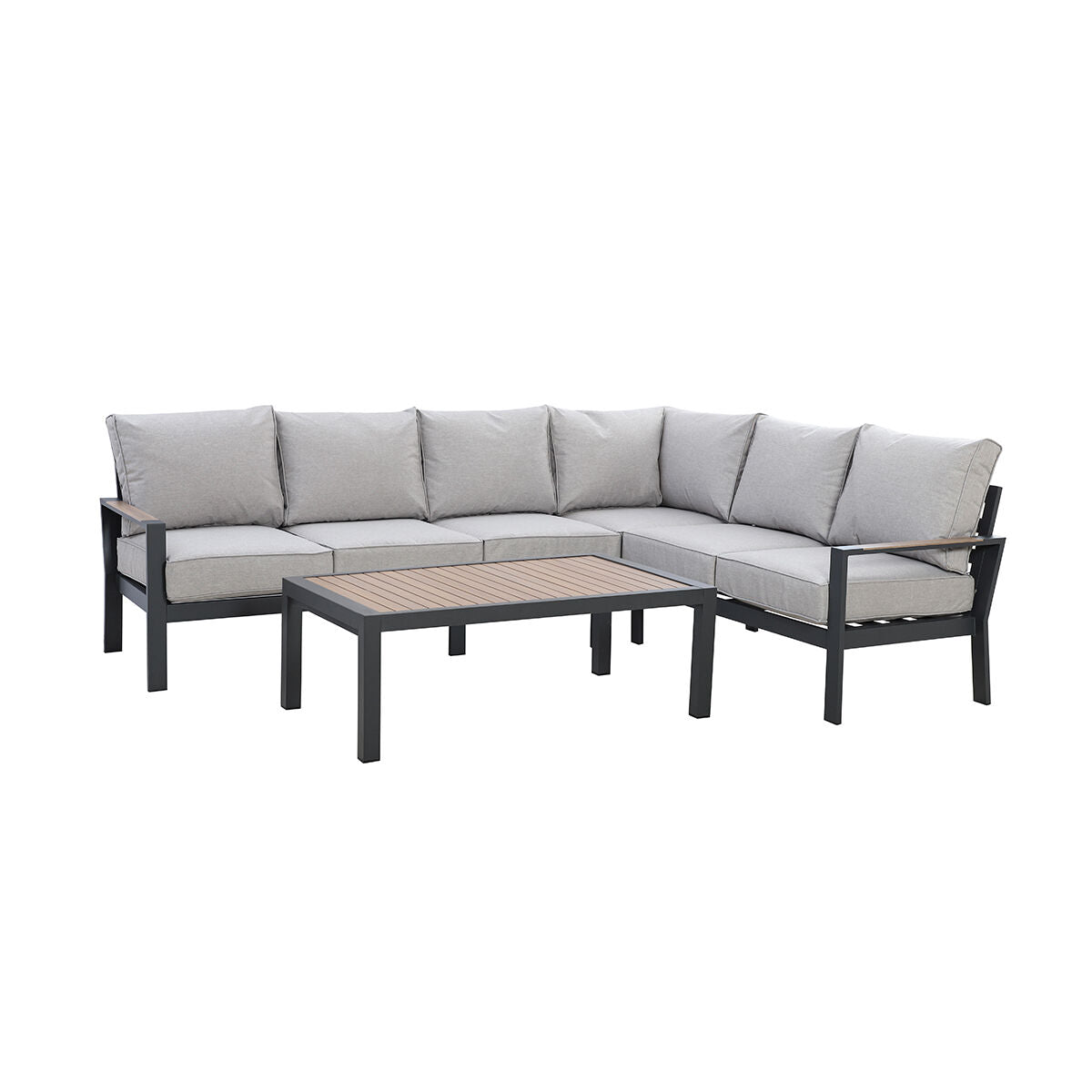 Maze - Vancouver Large Aluminium Corner Sofa Set with Rectangular Coffee Table - Dove Grey - Blythe Living