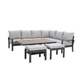 Maze - Vancouver Large Aluminium Corner Dining Set with Rectangular Rising Table & 2 Stools - Dove Grey - Blythe Living