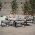Maze - Vancouver Small Aluminium Corner Dining Set with Square Rising Table & 2 Stools - Dove Grey - Blythe Living