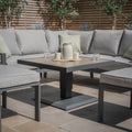 Maze - Vancouver Small Aluminium Corner Dining Set with Square Rising Table & 2 Stools - Dove Grey - Blythe Living