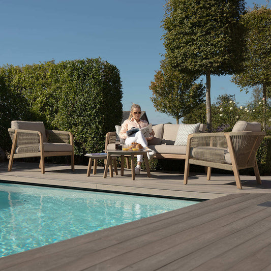Maze - Martinique Rope Weave 2 Seat Sofa Set with 2 Lounge Armchairs & 2 Round Coffee Tables - Blythe Living
