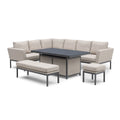 Maze - Pulse Rectangular Corner Dining Set with Fire Pit Table - Oatmeal - Blythe Living