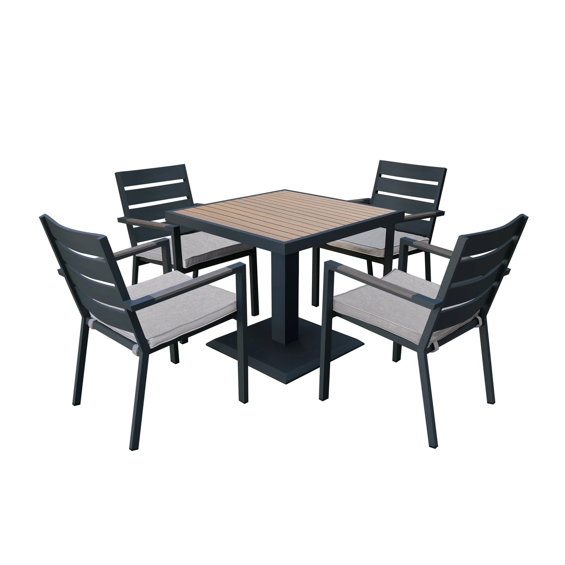 Maze - Vancouver 4 Seat Aluminium Square Dining Set - Dove Grey - Blythe Living