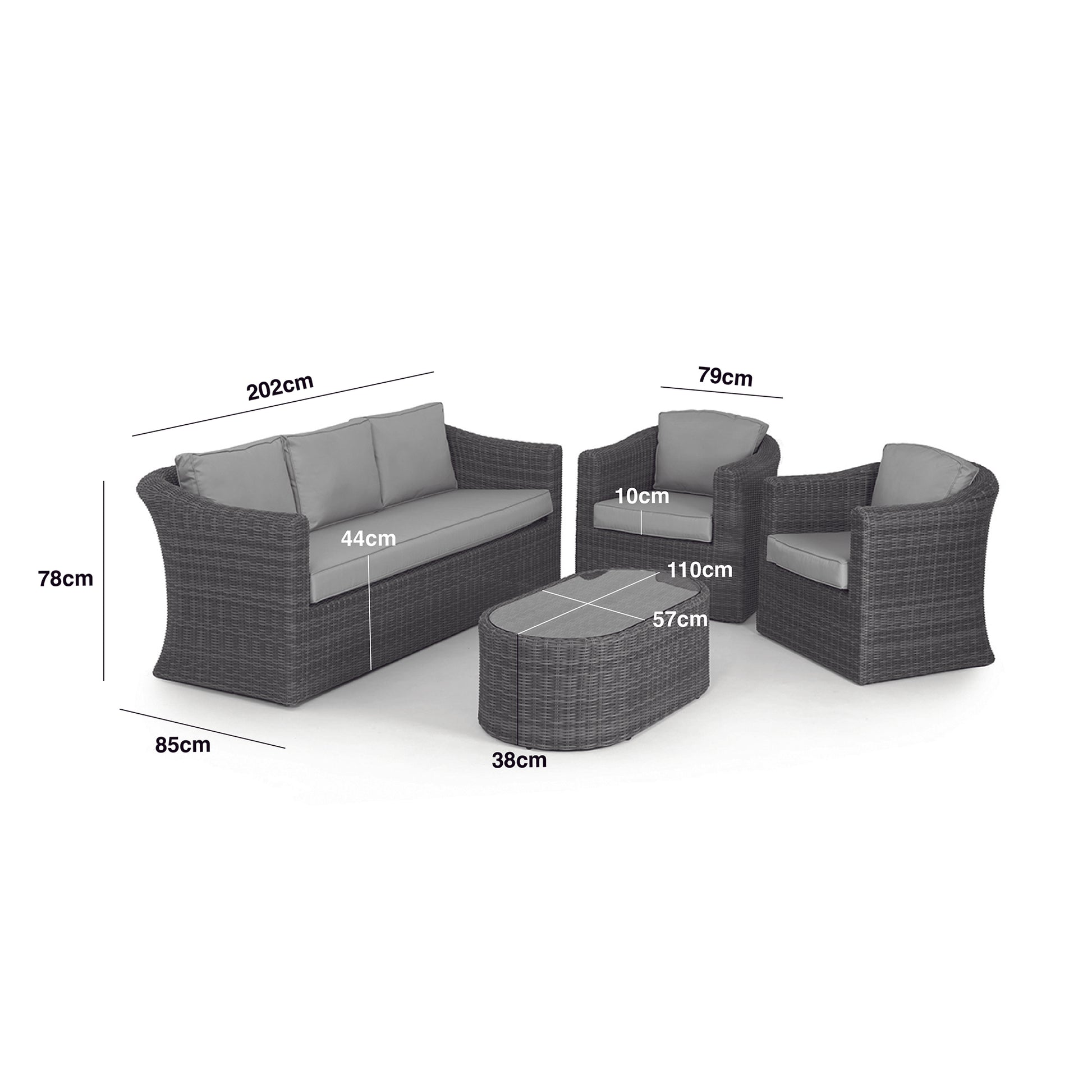 Maze - Winchester 3 Seat Rattan Sofa Set - Blythe Living